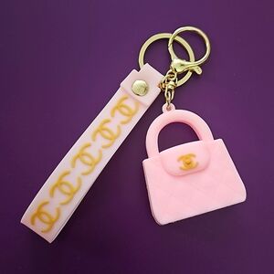 Pink Double CC Boutique Novelty Keychain/Wristlet